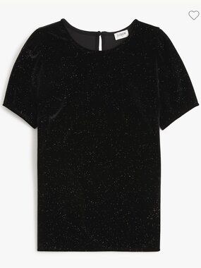 J. Crew Shimmer Velvet Short Sleeve Top with Subtle Metallic Sparkle